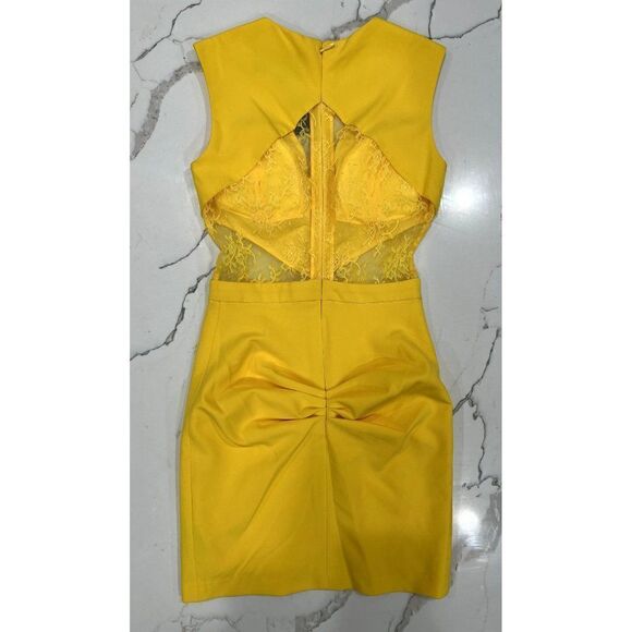 Nicole Miller Collection NWT Lace Cutout Minidress in Yellow Size 0 - Picture 5 of 8